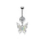 Cute Star and Heart Belly Ring with Wings - Stainless Steel and Rhinestone Design