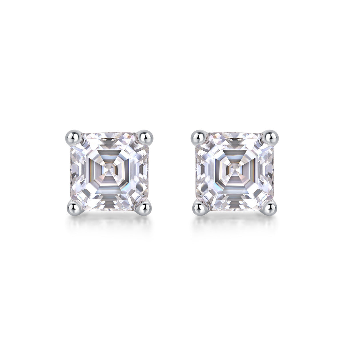 Simple Classic Sterling Silver Moissanite Stud Earrings with 18K Gold Plating