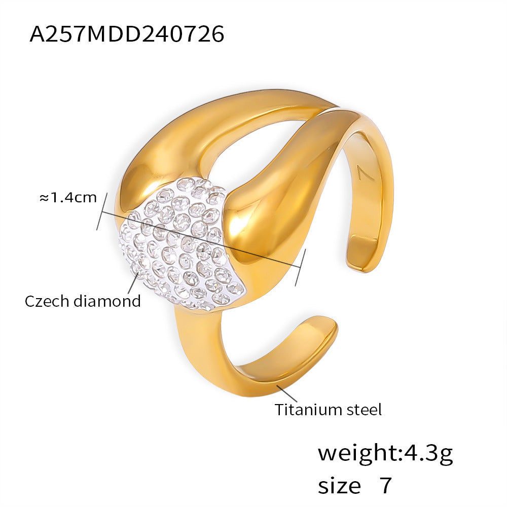 Irregular Geometric 18K Gold Plated Titanium Steel Open Ring