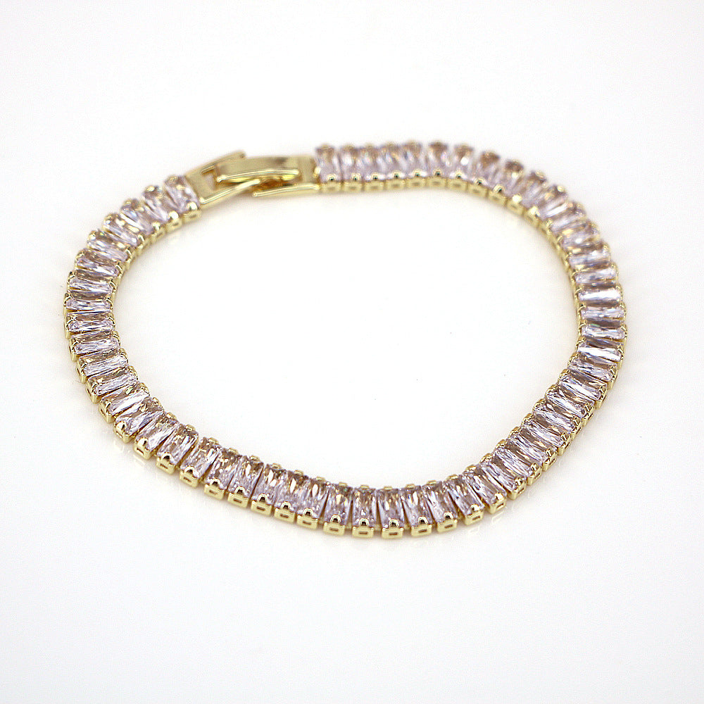 18k Gold Plated Copper Zirconia Color Crystal Tennis Bracelet