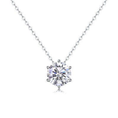 Sterling Silver Moissanite Geometric Pendant Necklace