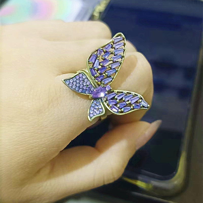 Elegant S925 Sterling Silver Hollow Butterfly Adjustable Open Ring for Women