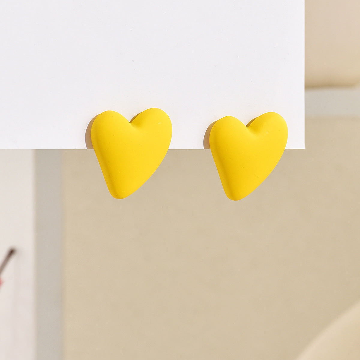 1 Pair Heart Shape Acrylic Stud Earrings - Valentine's Day Collection