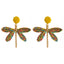 Dragonfly Raffia Gold Plated Drop Earrings - Bohemian Vacation Style