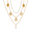 Retro Multi-Layer Pearl Disc Necklace - Vintage Minimalist Alloy Chain