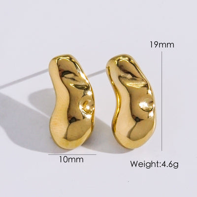 Y2K Geometric 14K Gold Plated Stainless Steel Pea Ear Studs