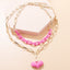 Exaggerated Heart-Shaped Acrylic Aluminum Layered Pendant Necklace