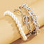 Elegant Baroque Imitation Pearl Beaded Bracelet Set with Metal Chain