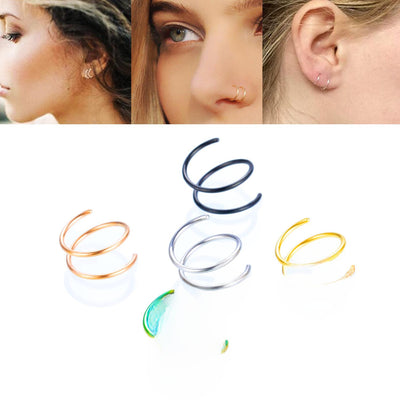 Simple Style Stainless Steel Double Nose and Lip Ring Piercing Jewelry