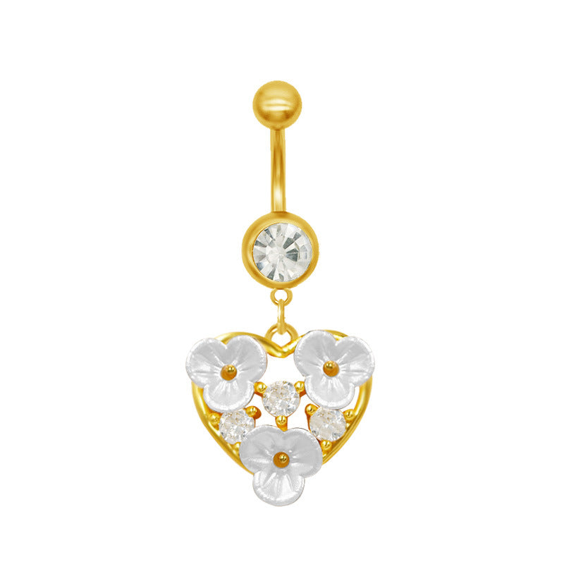 1 Piece Belly Rings Classic Star Heart Butterfly Design 316 Stainless Steel Alloy with Resin Rhinestones Glass Gold Plated