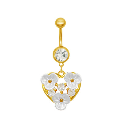 1 Piece Belly Rings Classic Star Heart Butterfly Design 316 Stainless Steel Alloy with Resin Rhinestones Glass Gold Plated