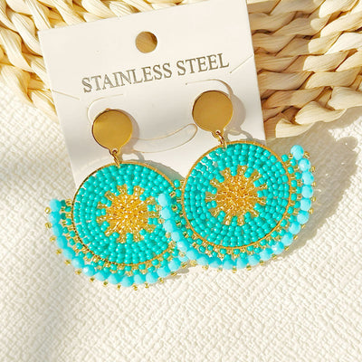 1 Pair Ethnic Style Bohemian Classic Style Printing Glass Drop Earrings