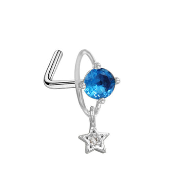 1 Piece Retro Starry Sky Flower Nose Ring & Stud 316 Stainless Steel Gold Plated with Zircon Pendant