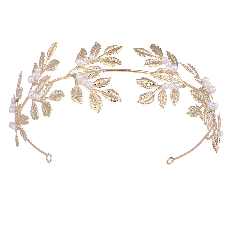 Simple Leaf Metal Pearl Bridal Hair Accessories Set