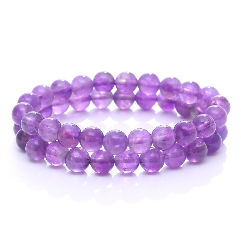 Simple Geometric Natural Stone Bracelet with Amethyst and Rainbow Gem Beads