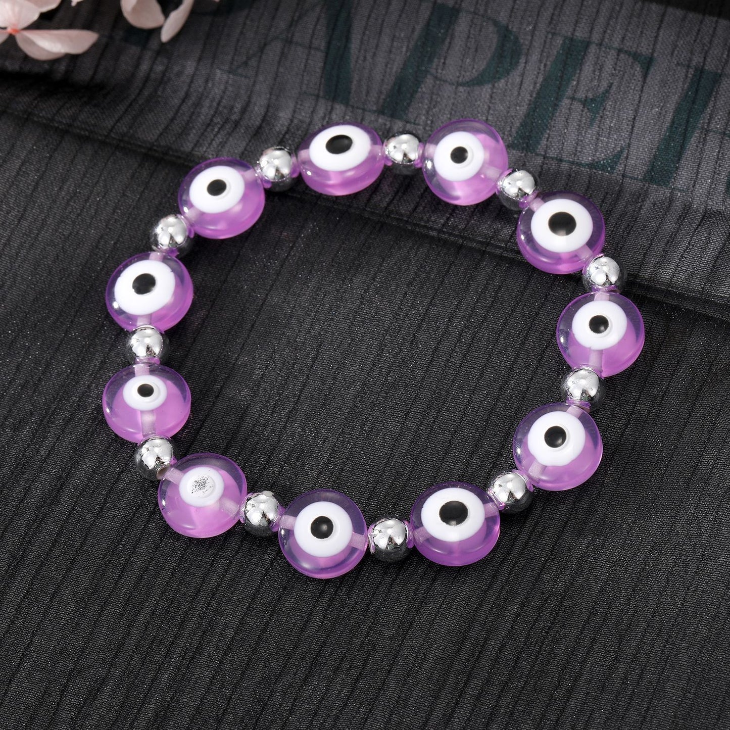 Fashion Devil's Eye Resin Beaded Bracelet - Retro Translucent Blue Eye Design