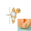 18K Gold Plated Geometric Stainless Steel Lip and Ear Stud Set with Rhinestones