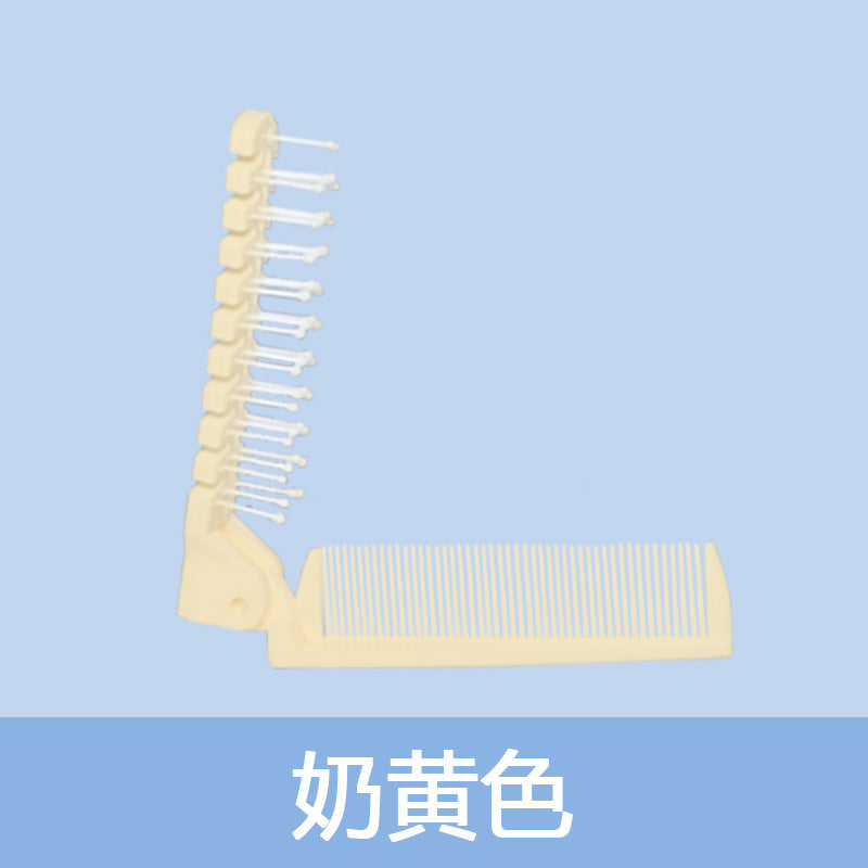 Casual Solid Color Double Tooth Folding Massage Comb for Hairdressing