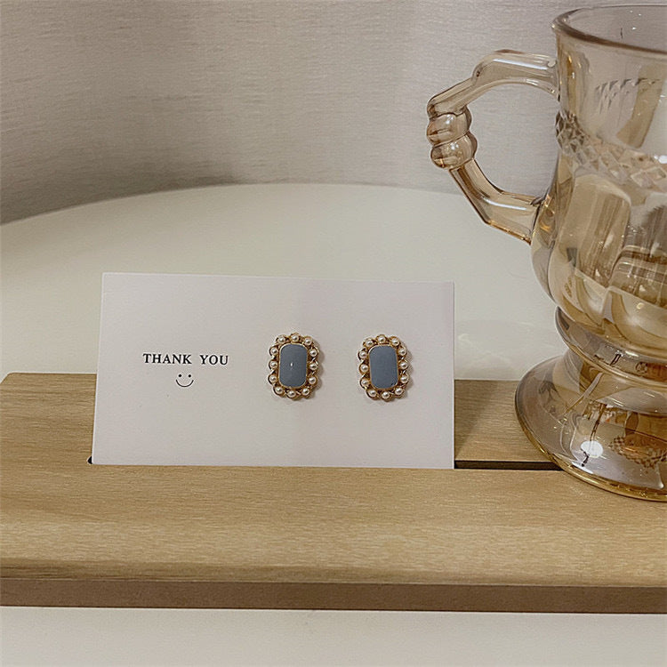 Klein Blue C Shape Alloy Stud Earrings - Niche Simple Design Korean Style for Women