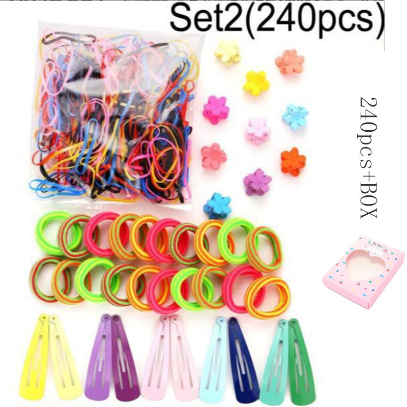 Korean Multi-purpose Hairpin and Rubber Band Set for Kids - 780pcs Gift Box