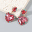 Creative Personality Alloy Studded With Rhinestone Glass Diamond Heart-shaped Earrings