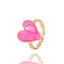 Fashion Heart Shape Adjustable Copper Enamel Zircon Ring