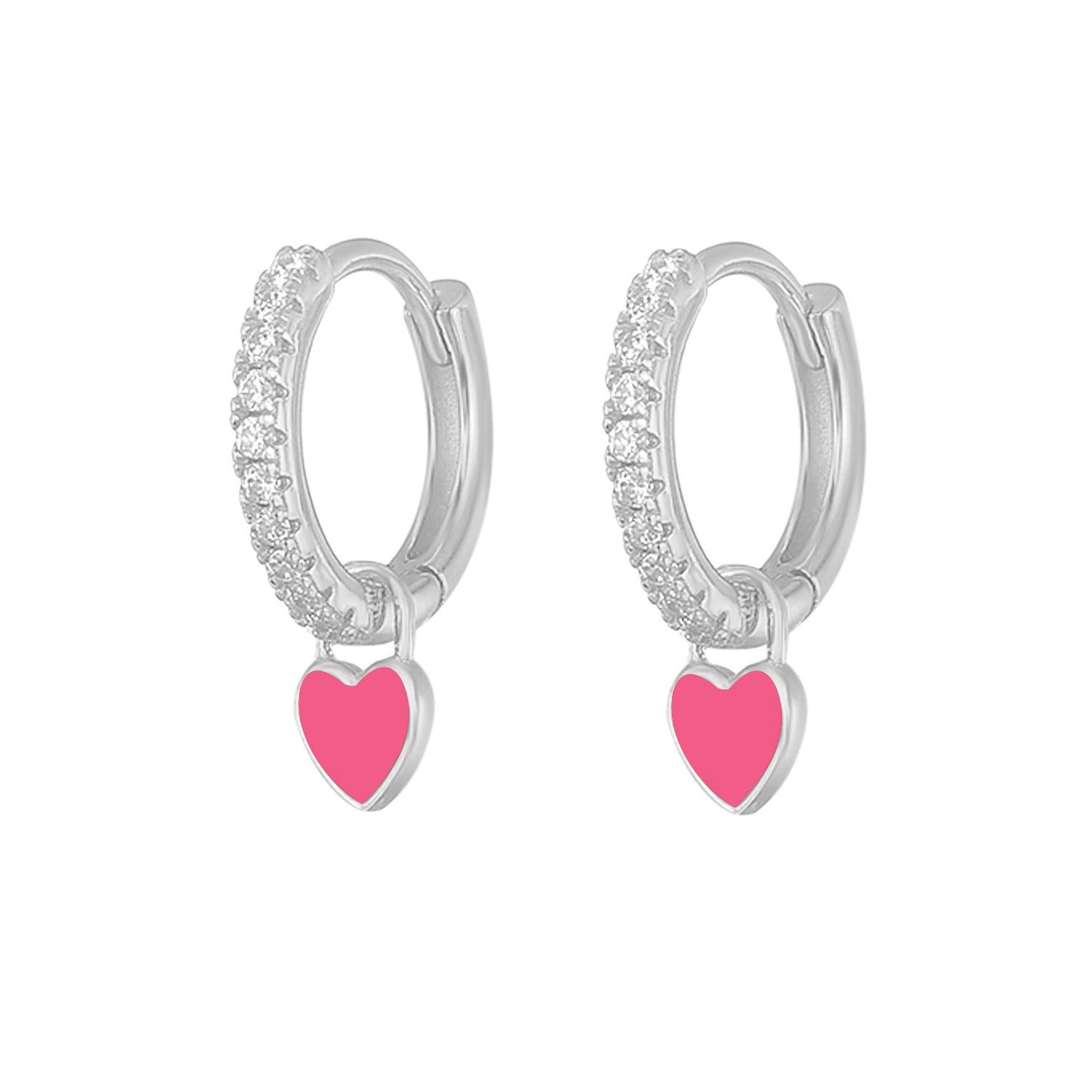 1 Pair Fashion Heart Shape Sterling Silver Plating Zircon Earrings