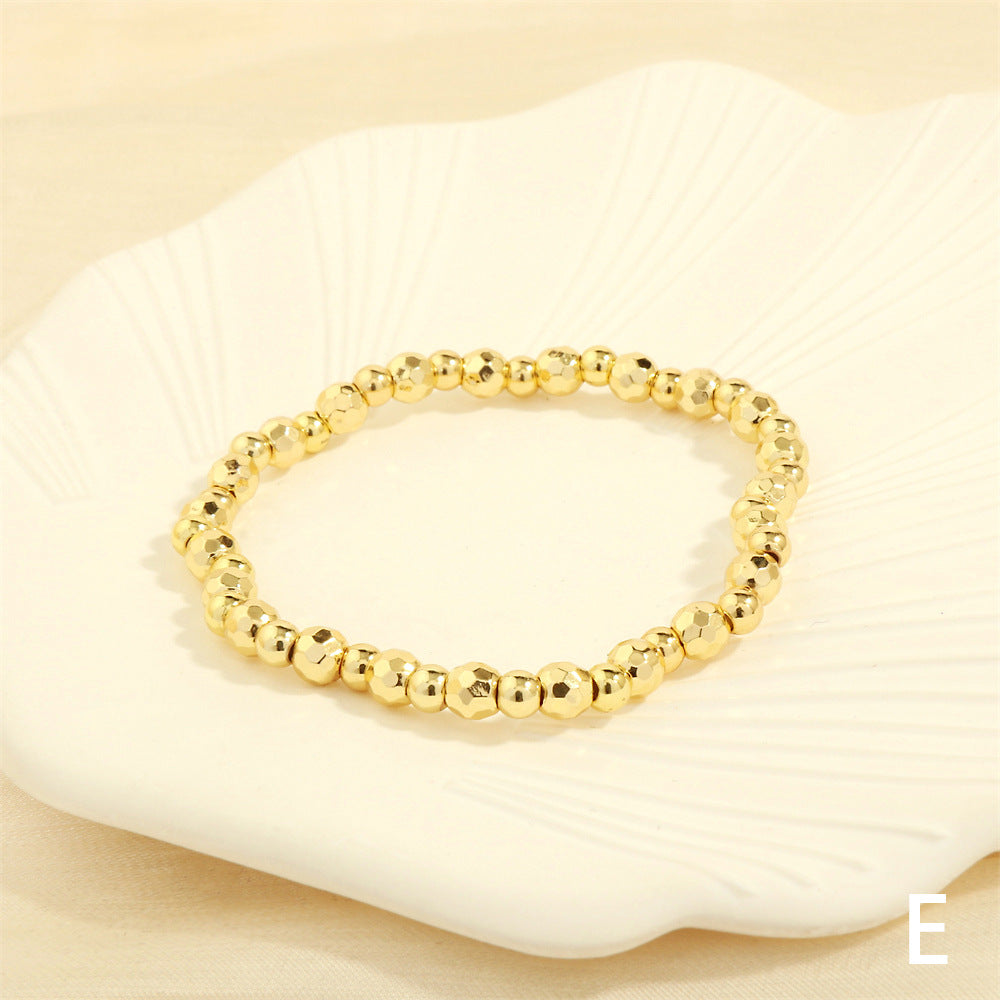 18k Gold Plated Geometric Beaded Layered Bracelet Set