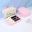 Simple Style PU Leather Double Layer Jewelry Box with Earring Holder - Multiple Colors Available