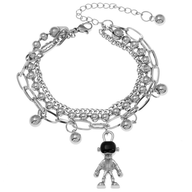 Korean Stainless Steel Love Heart Pendant Rabbit Charm Bracelet