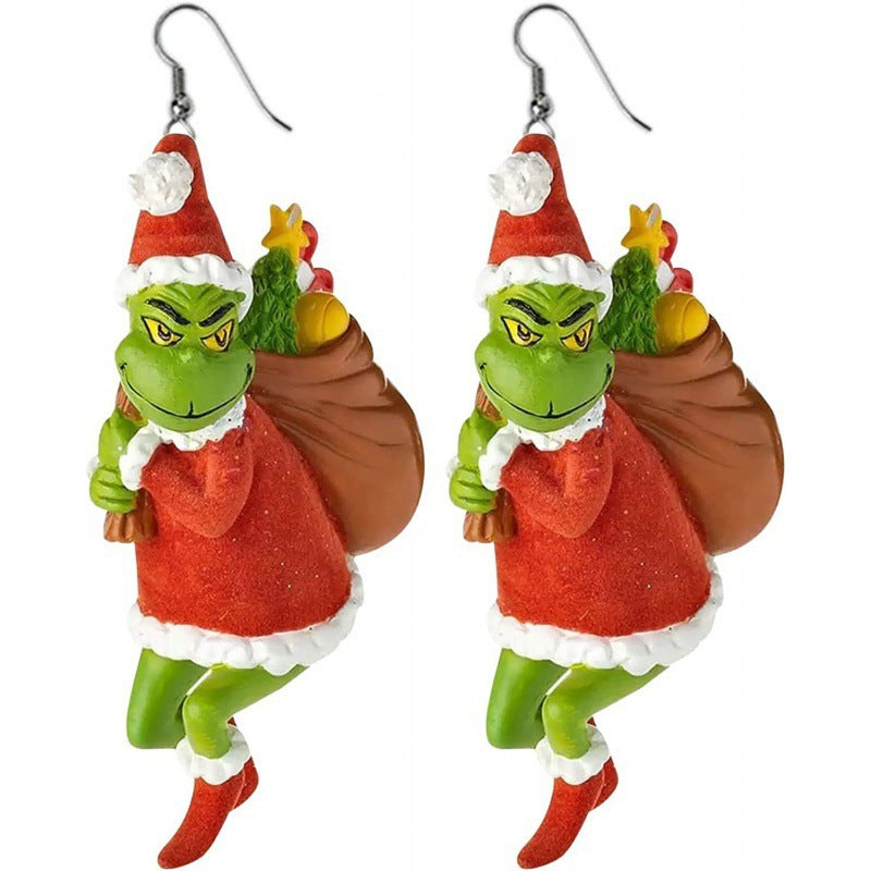 Cartoon Character Grinch Christmas Acrylic Drop Earrings