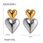 1 Pair IG Style Heart Shape 18K Gold Plated Stainless Steel Drop Earrings