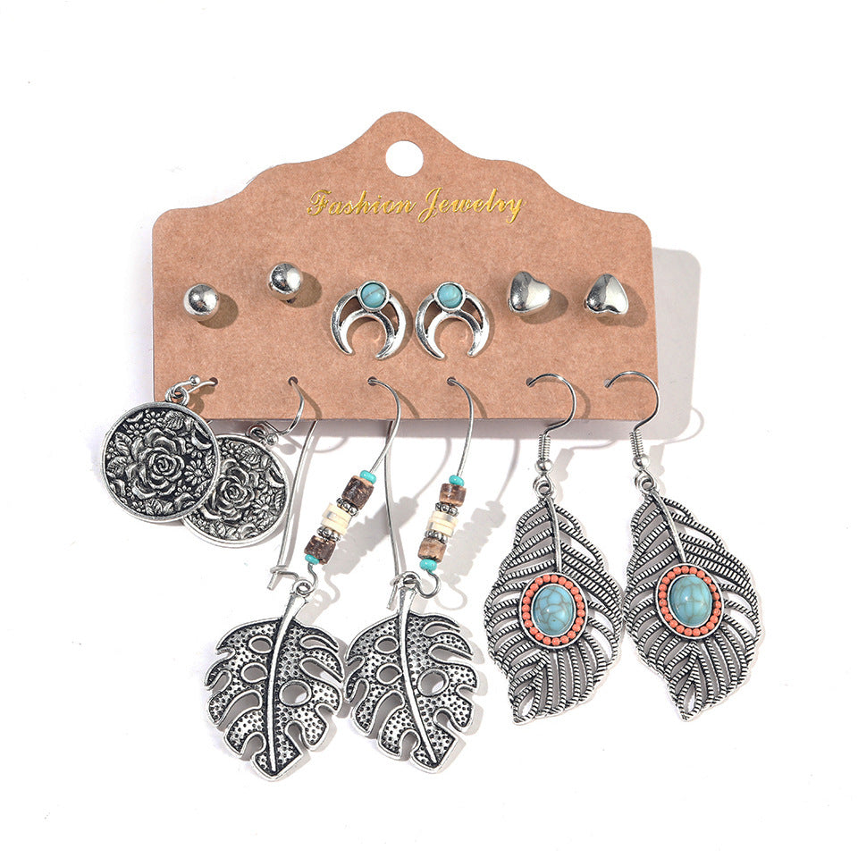 Wholesale Bohemian Hollow Tassel 6-piece Earring Set