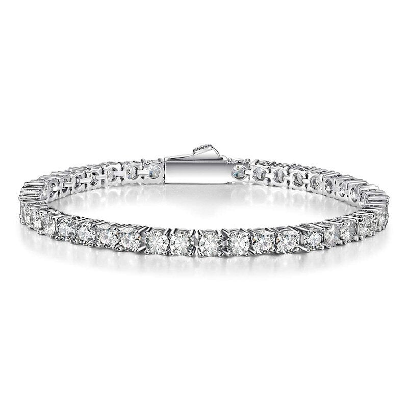 Casual Elegant 18k Gold Plated Zircon Tennis Bracelet with Spring Clasp