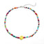 Fashion Yellow Smiley Face Rice Bead Choker Necklace Colorful Collar Chain