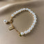 Geometric Alloy Beaded Double Love Pearl Bracelet for Women