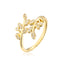 Fashion Geometric Zircon Open Ring - Gold Plated Copper Adjustable Design