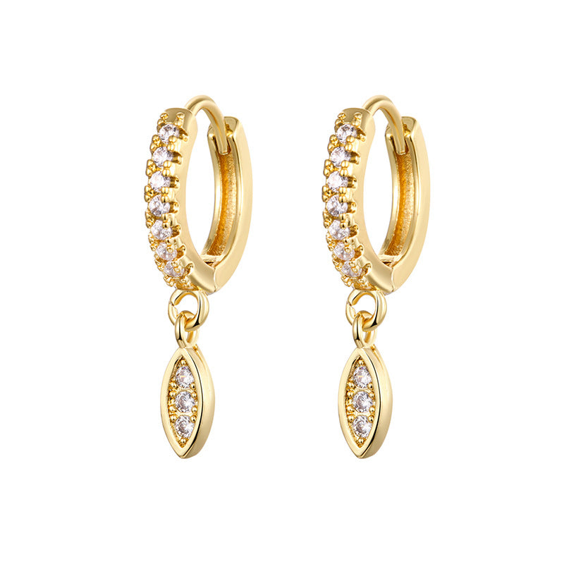 Retro Lightning Oval Zircon Gold Plated Drop Earrings