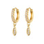 Retro Lightning Oval Zircon Gold Plated Drop Earrings