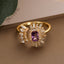 Retro Geometric 18k Gold Plated Zircon Open Ring for Women