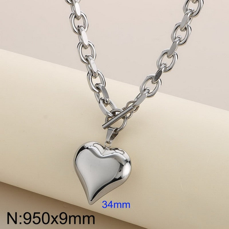 Heart Shape 18K Gold Plated Stainless Steel Bracelet and Necklace Set