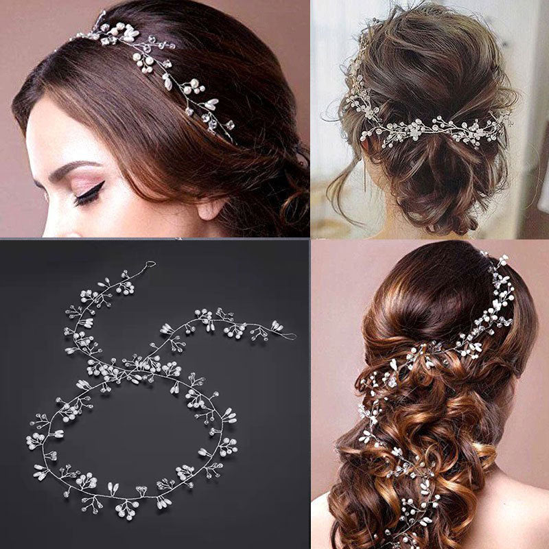 Women's Elegant Tassel Alloy Hair Band with Pearl Flower Hairpin