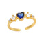 Simple Heart Shape Copper Zircon Open Ring - Vintage 18k Gold Plated Design