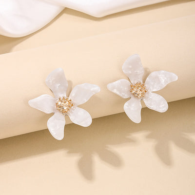 Simple Flower Alloy and Acrylic Earrings for Women