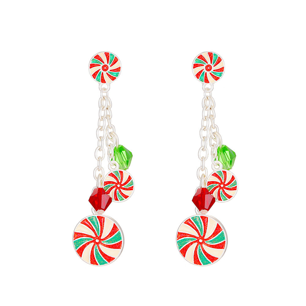 Fashion Christmas Tree Alloy Enamel Inlay Artificial Gemstones Women'S Drop Earrings 1 Pair