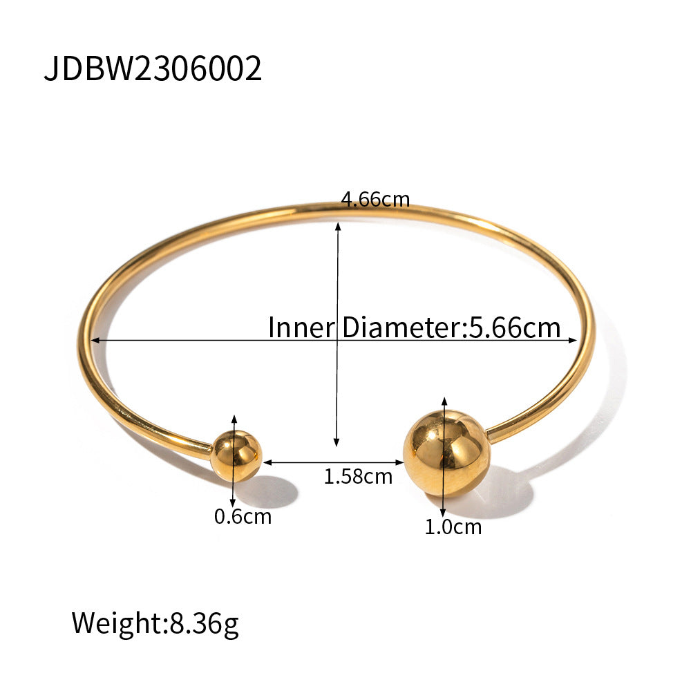 18K Gold Plated Stainless Steel Open Ball Bangle Bracelet