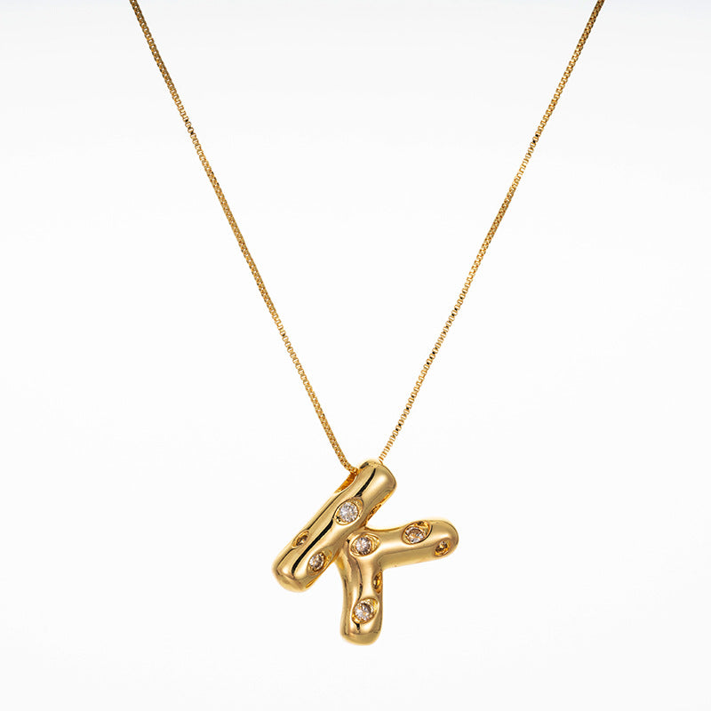 Elegant Gold Plated Zircon Letter Pendant Necklace - Minimalist Design