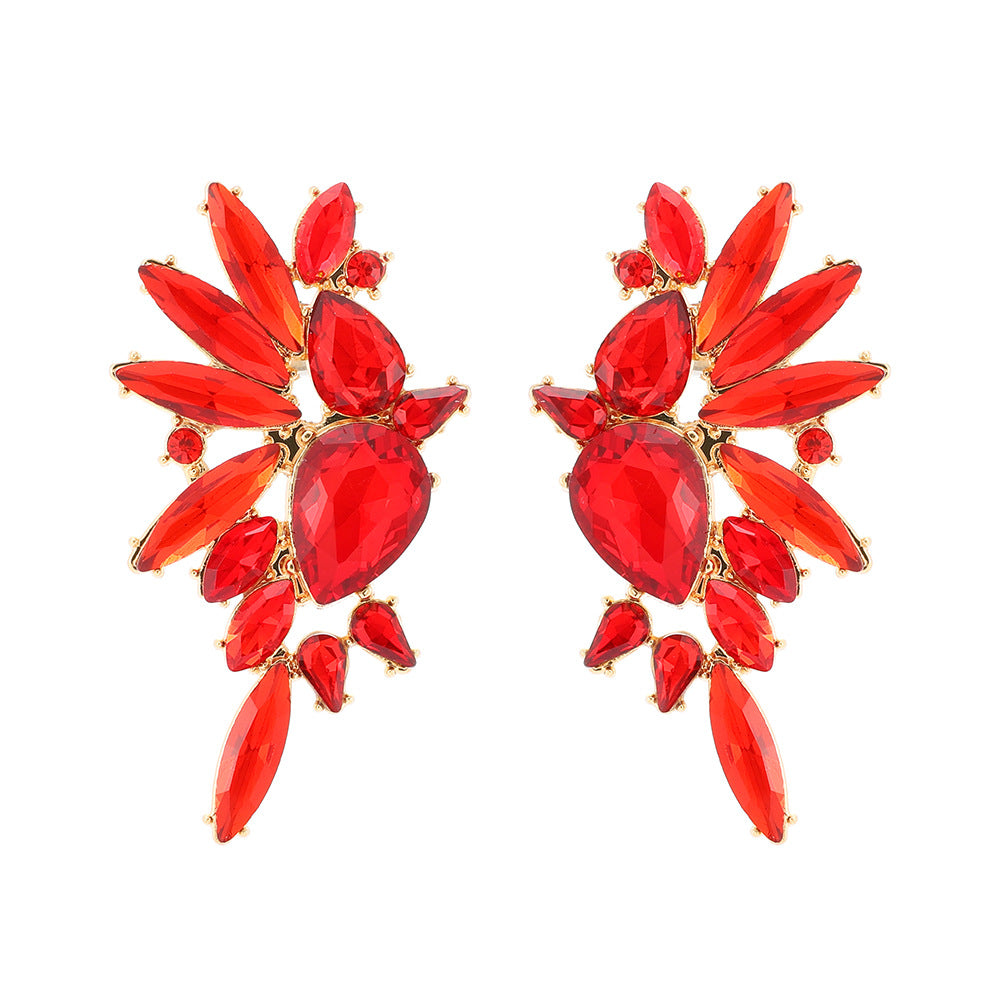 Retro Luxurious Rhinestone Wing Stud Earrings