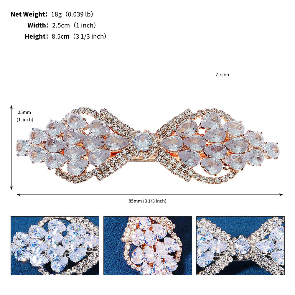 Elegant Zircon Leaf Rhinestone Hair Clip