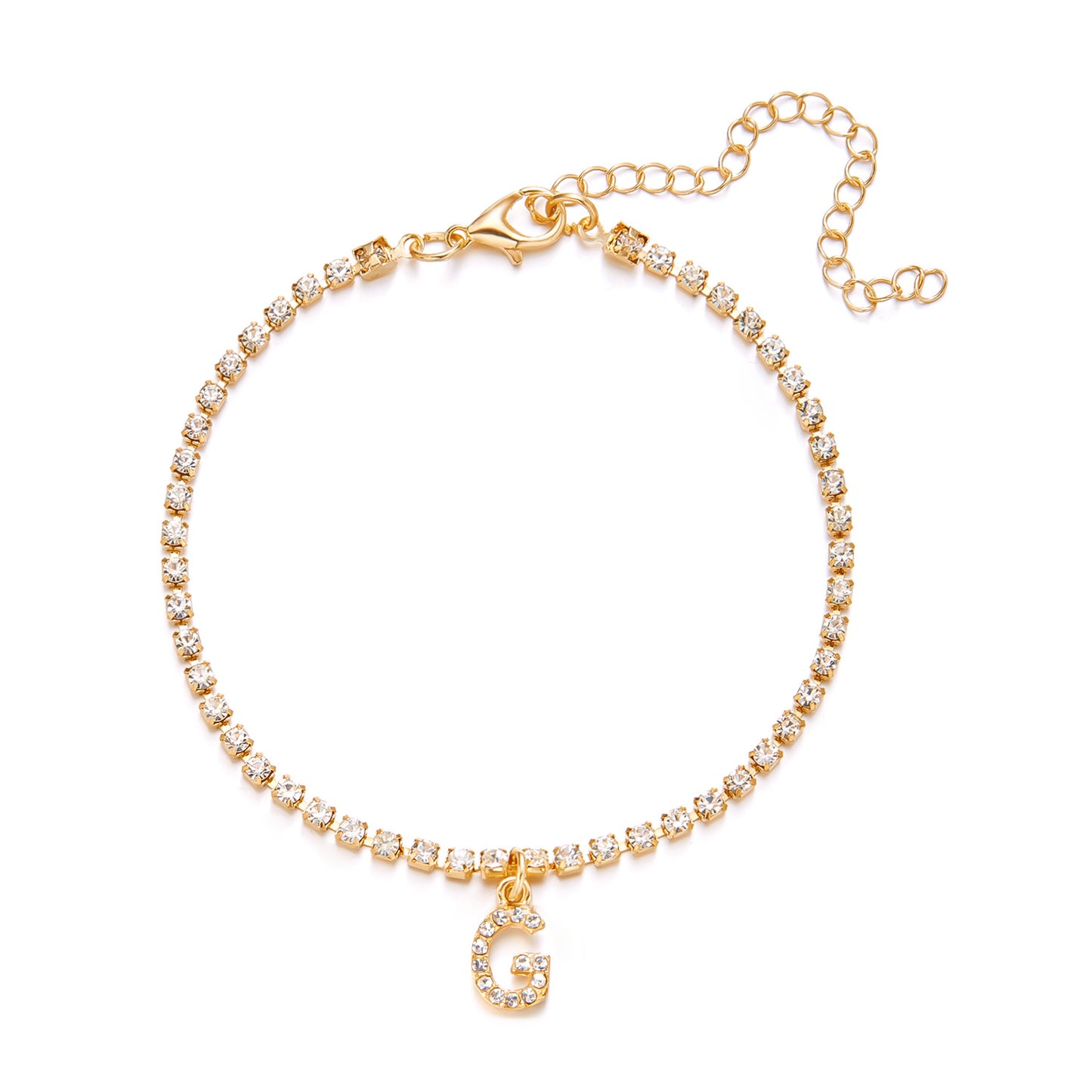 Vacation Beach Alphabet Alloy Plated Rhinestone Women's Anklet